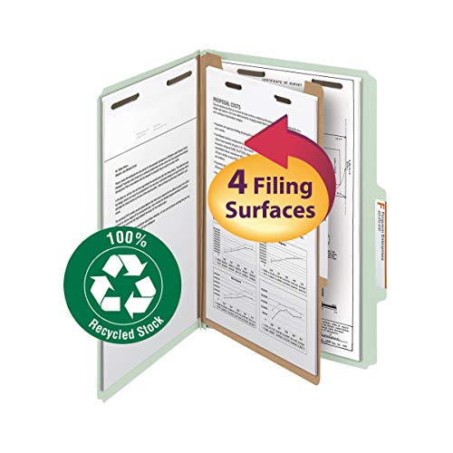 image for Smead 100% Recycled Pressboard Classification File Folder, 1 Divider, 