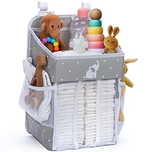 Cradle Star Hanging Diaper Caddy Organizer – Diaper Organizer Caddy with Multiple Pockets – Baby Organizer for Nursery…