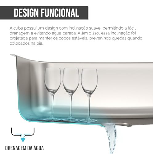 Holtter Kit Cuba Cozinha Gourmet Aço Inox Resistente Corrosão Acompanha Acessórios Elegante Fácil Li