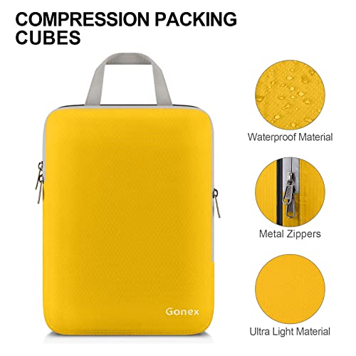 Gonex Compression Packing Cubes, 4Pcs Expandable Storage Travel Luggage Bags Organizers (Apricot) #TOP2
