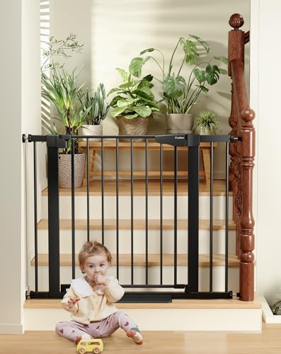 Image of Cumbor 29.7-40.6" Baby Gate for Stairs, Mom's Choice Awards Winner-Dog Gate for Doorways, Pressure Mounted Self Closing Pet Gates for Dogs Indoor, Durable Safety Child Gate with Easy Walk Thru Door