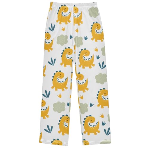 Boy's Pants Yellow Dinosaur Cloud Dino Jogger Pants Elastic Waist Long Bottoms Trousers with Pockets 6-14 Years