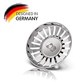 [page_title]-Rietlow Siebkörbchen Spüle (M Ø79mm, Advanced) - Universal Spülbecken Sieb aus gehärtetem Stahl mit innovativer Stöpsel Funktion - Ideal als Blanco Spülen Ersatzteil - Verbesserte Version 2020