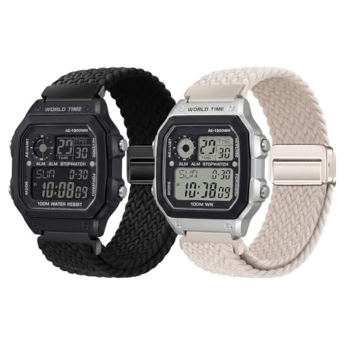 XIDESSEN �ґg�i�C�����o���h Casio AE1300WH/AE1200WH/MRW200/AE1500WH/F105W/F91W/W800H/A158W�ɑΉ� �L�k���̂���X�|�[�c�X�g���b�v ���K�ȃi�C���������p���X�g�o���h
