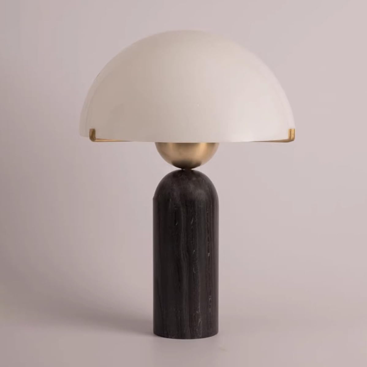 Modern Dome Shaped Table Lamp Mid-Century Accent Lamp Black Marble Desk Lamp Contemporary Living Room Side Lamps Bedroom Bedside Nightstand Light with Frosted Glass Shade