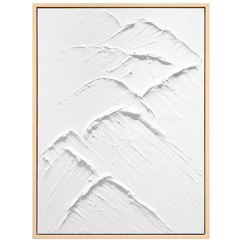 Empire Art Direct Mountain Serenity II Heavily Textured Hand Painted White Framed Canvas Wall Art, Ready to Hang, Living Room, Bedroom & Office, 30"x40"x1.5"