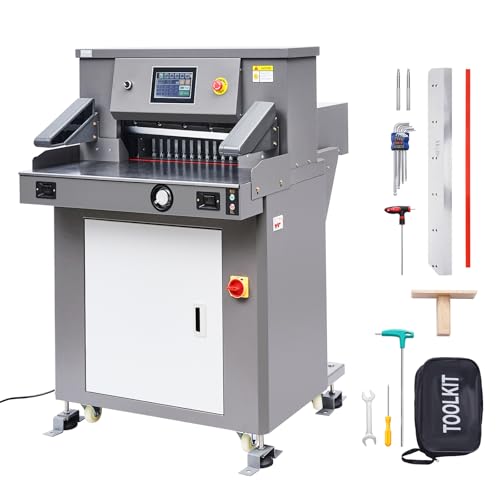 VEVOR Electric Paper Cutter, 1100W Heavy Duty Paper Cutter Machine 20.3 in / 515 mm Cutting Width, 3.1 in / 80 mm Cutting Thickness, Electric Guillotine Trimmer with Casters & 7 in Touchscreen