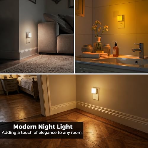 Image of L LOHAS LED 3CCT Night Lights Plug into Wall 2-Pack, 0.3W Plug in Night Light, Dusk to Dawn, Bright Nightlight Auto-On /Off, for Adults Kids Room Bedroom Bathroom Hallway Kitchen