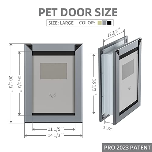 Classicmacher Weatherproof Dog Door, Aluminum Frame, Telescoping Tunnel, Heavy Duty Pet Door, Two Wind Deflectors And Double Magnetic Flaps,Lock, Energy Efficient, Easy To Install(Grey,Large) #TOP4