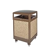 Rubbermaid Commercial Aspen Flat Top Trash Can with Rigid Plastic Liner, Square, 38 Gallon, Brown...