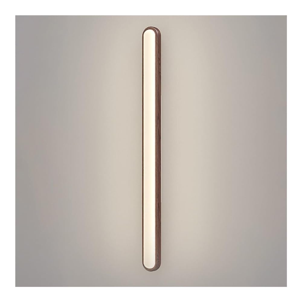 OZBMA Modern Linear Wall Sconce Long Strip Wooden Light LED Dimmable Lamp for Living Room Bedroom Bathroom Stairs Corridor Lantern(Wood Color,80cm/31.4in) (Walnut Color 80cm/31.4in)