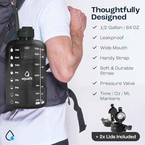 AQUAFIT-2-Litre-Water-Bottle-with-Straw-Water-Bottle-2L-with-Time-Marker-Half-Gallon-Big-Water-Bottle-with-Straw-Large-Water-Bottle-For-Gym-Gray