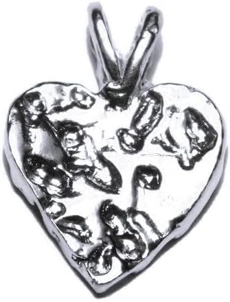 Nugget Shaped Heart Pendant Charm .925 Sterling Silver