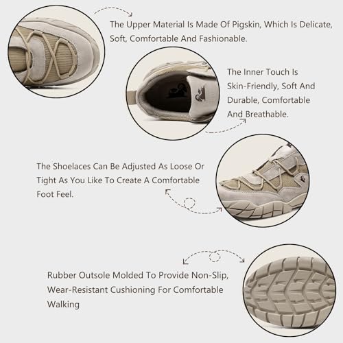 Men's Knitted Lace Up Suede Hiking Shoes Lightweight Mesh Fashion Breathable Casual Sneakers Anti-Slip Outdoor Camping Walking Driving Shoes2