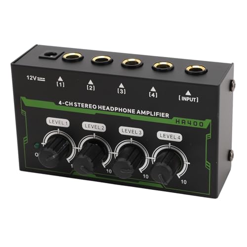 Headphone Amplifier, 4 Channel Switching Audio High Power Stereo Amplifier Upgraded Headphone Amplifier 4 Channel Suitable for Sound Mixer (US Plug)