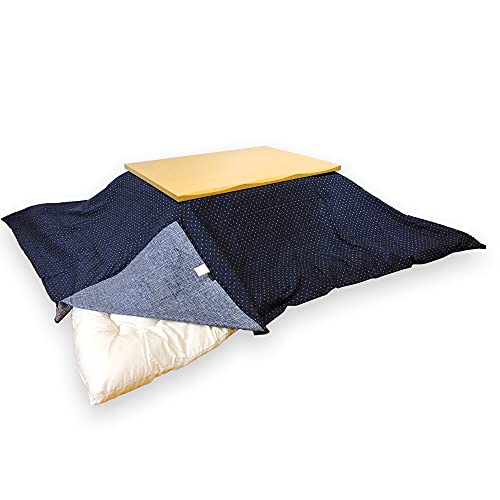 こたつ上掛けカバー 長方形 わらべブルー 195×245cm マルチカバー 綿100% 和調 日本製 眠り姫