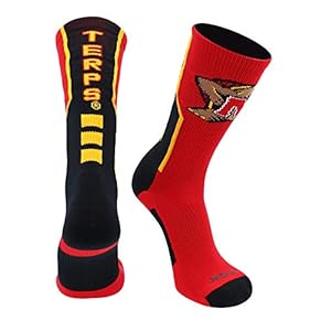 TCK Maryland Perimeter Crew Socks (Red/Black/Gold, Large)