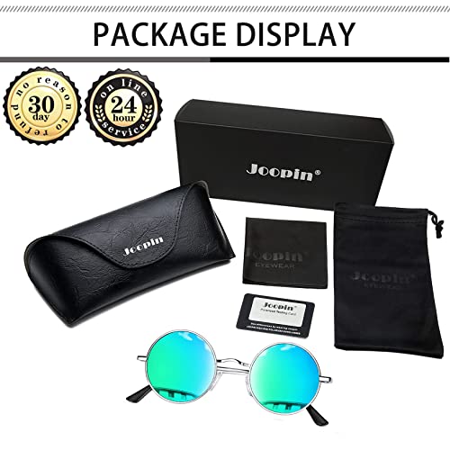 Joopin Polarized Round Sunglasses Women Men Circle Hippie Sun Glasses Uv Protection, Teashade Shades Sunnies For Halloween Costume Driving (Mirrored Green) #TOP5