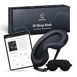 Nox Sleep 3D Sleep Mask for Men, 100% Blackout Eye Mask for Sleep, Ice Silk Adjustable Sleeping Mask for Side Sleepers, Soft Breathable Blindfold, Perfect Sleep Mask for Travel & Women (Black)