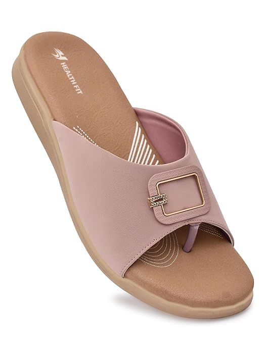 Image of HEALTH FIT EXTRA SOFT Women's Comfortable Memory Foam Doctor Slippers /Flip-Flops|Fashionable Casual & Stylish|Lightweight & Breathable|Outdoor Synthetic Casual Chappals Sandals Ladies & Girls HF27