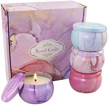 Scented Candles Gift Set Marbling Style 4/6 Pack 4.4 OZ Natural Soy Wax Fragrance Aromatherapy Candle for Gift (Style 2)