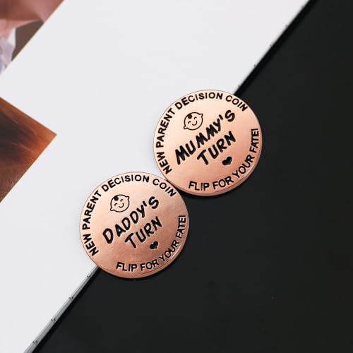 Image of New Dad Mom Gifts Funny Decision Making Coin, New Baby Gift for Parent Mummy Daddy Pregnancy Women First Time to be Moms Dads Mother's Day Double Sided