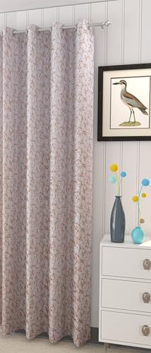 Image of Window Curtain 5 Feet Long for Living Room - Window Curtain Set of 1 Pcs Panel, Velvet Curtain Blackout & Stylish Parda for Home Decor & Office Golden Colour