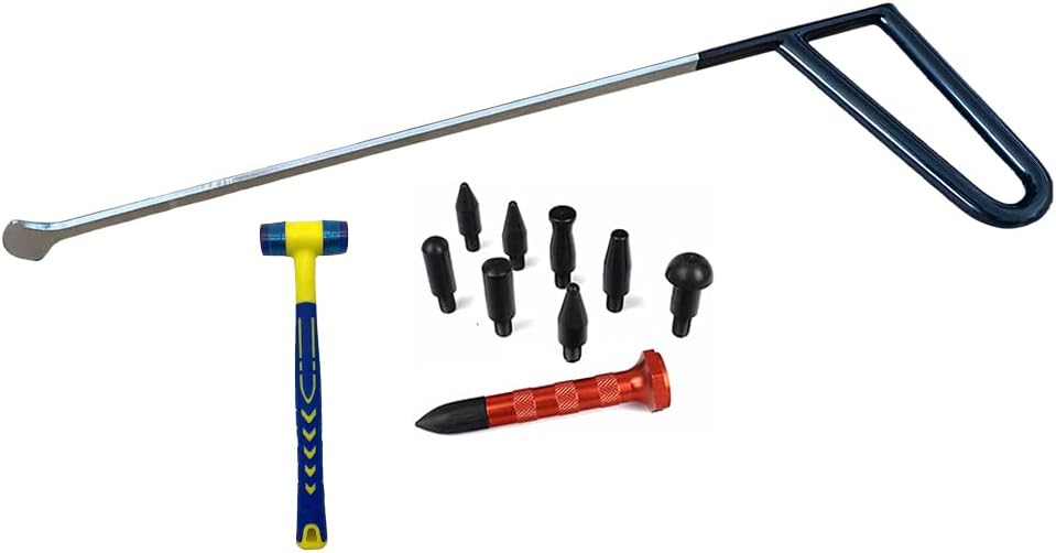 Paintless Dent Repair Whale Tail Rod Set 12 Pcs,Crowbar, Tap Down Pen, Professional Dent Removal Tool for Minor Dents, Door Dings and Hail Damage