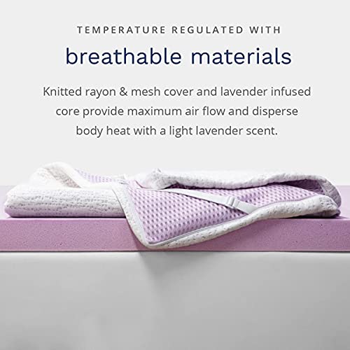 Viscosoft 3 Inch Lavender Infused Memory Foam Mattress Topper Queen - Select High Density Ventilated Mattress Pad #TOP4