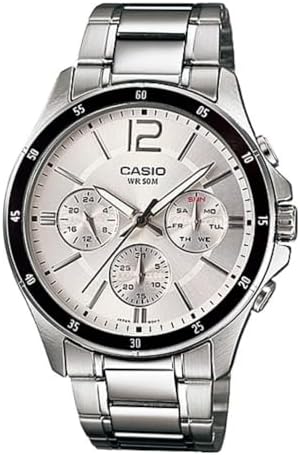 Casio #MTP1374D-7AV Men's Standard Metal Band Multi-Function Silver Dial Watch