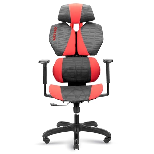 Image of NiTHO WASP Ergonomic Mesh Gaming Office Chair | Adaptive Lumbar Support, 3D Armrests, Breathable Mesh Computer Desk Chair, Height Adjustable Swivel Office Chair for Home Office, Study or Gaming, Red