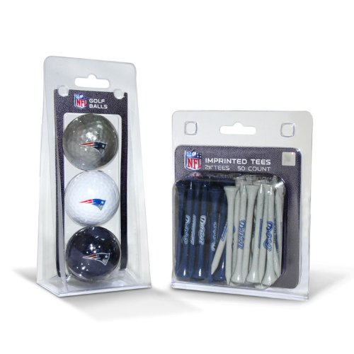 Team Golf NFL Logo Imprinted Golf Balls (3 Count) & 2-3/4″ Regulation Golf Tees (50 Count), Multi Colored