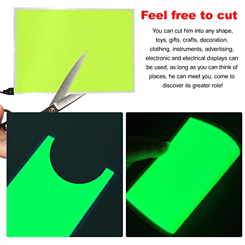Image of El Panel Backlight 8.2 x 5.9 Inches Electroluminescent Sheet Light DIY Cuttable Backlight Paper Lamplamp Sheet Neon for Cosplay Party Decoration Luminous Piece(Green)