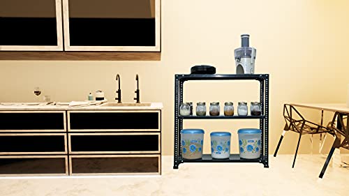 Image of Mil-Nil Prime CRC Sheet 3 Shelf Multipurpose Slotted Angle Rack, 36 x 36 x 18 Inch, 24 Gauge (Grey) 16 Gauge Angles
