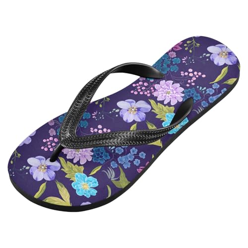Floral Blossom Leaf Purple Flip Flops for Beach Thong Sandals Anti-slip Lightweight Shower Shoes for Summer Outdoor Travel2