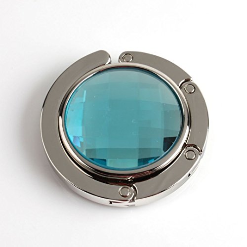 Image of LQZ Fashion Folding Bling Gem Crystal Handbag Purse Hook Hanger - Blue