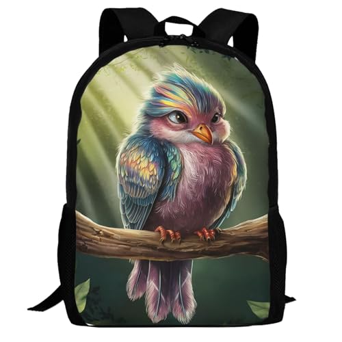 Funny Bird Backpack for Women Men, Lightweight Adjustable Black Backpack for Travel Outdoor Sports