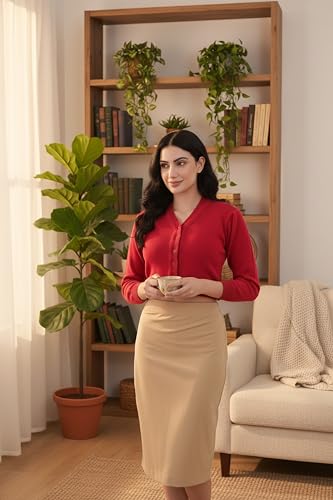 Image of Women Winter Wear V-Neck Full Sleeves Regular Fit Woollen Blouse