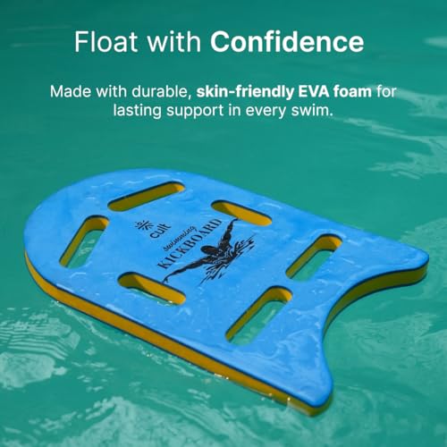 Image of Cult Swim Kickboard for Kids & Adults - Swimming Training Aid for Beginners & Learners | Durable EVA Foam Pool Float, Lightweight, Non-Slip Grip, Chlorine-Resistant & Quick-Dry - Blue (24mm Thick)