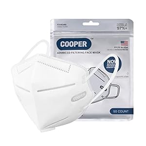 Cooper KN95 Face Masks, 50PCS Breathable Comfortable KN95 Mask, 5-Ply Disposable Face Mask Filter Efficiency≥95%, White