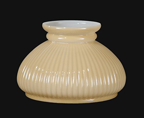 Image of B&P Lamp American Made Opal Glass Rib Student Shade, Buff Nu-Gold Background, 7 Inch Fitter, Hand Blown Milk Glass, Plain Top, 5-3 /8 Inch Height
