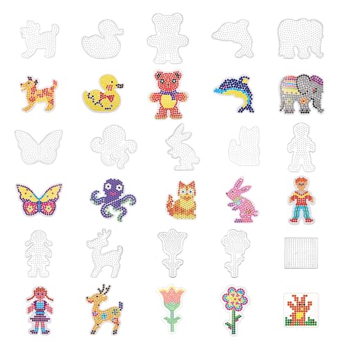 Wekuw Plaque Perle a Repasser, 15 Pièces Support Perles à Repasser Panneau de Perles en Plastique Plaque à Perles Petite Transparente Ensemble de Planche de...