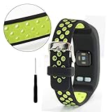 Budesi Compatible Garmin Vivosmart HR Replacement Band-Silicone Bracelet Wristband with Screwdriver Compatible for Garmin vivosmart HR (Black-Yellow XL)
