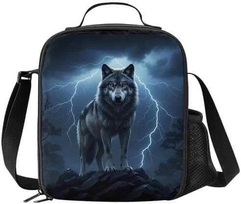 3D Wolf Lunch Bag Carrying Tote Insulated School Picnic Lunchbox Reusable Snack Bag for Girls Boys
