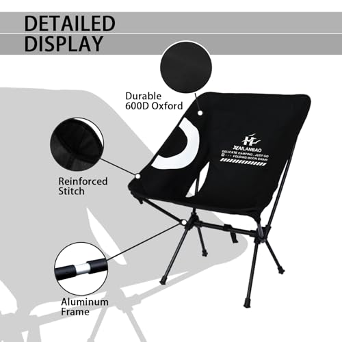 hailanbao Silla de Camping Ultraligera Plegable para Mochilero, Capacidad 300 lb, Negra miniatura 4