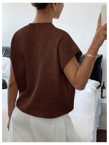 Image of SOLY HUX Women's Short Sleeve Sweater 3D Floral Sweaters Pullover Tank Tops Knit Vest Trendy Fashion Clothing