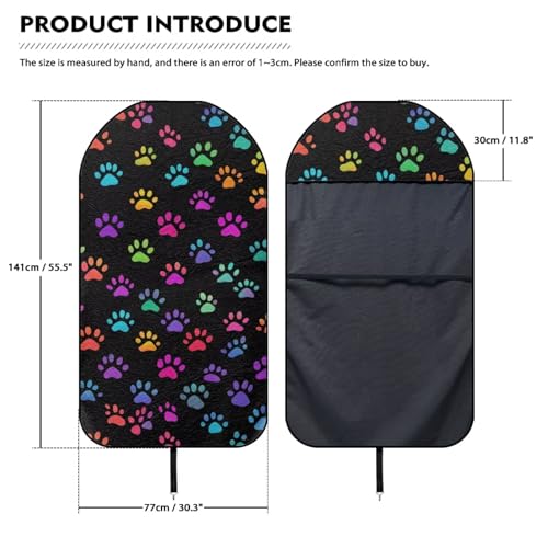 Image of Colorful Dog Paws Car Seat Cover Easy to Install Waterproof Bucket Towel Seat Covers Anti-Slip Back Fabric for Trucks SUV Jeep Auto Accessories Protectors Decor