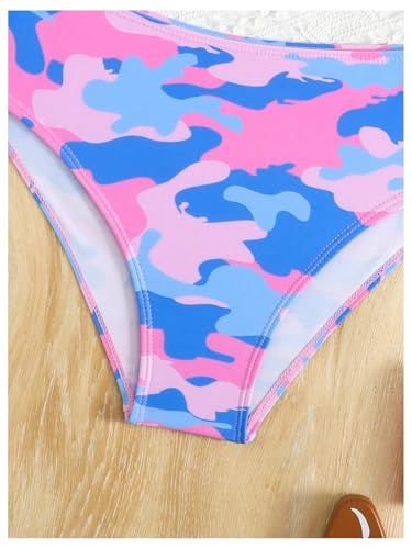 SOLY HUX Girl's Summer Swimsuits Camo Print Basic Bikini Set High Waisted Swimwear4