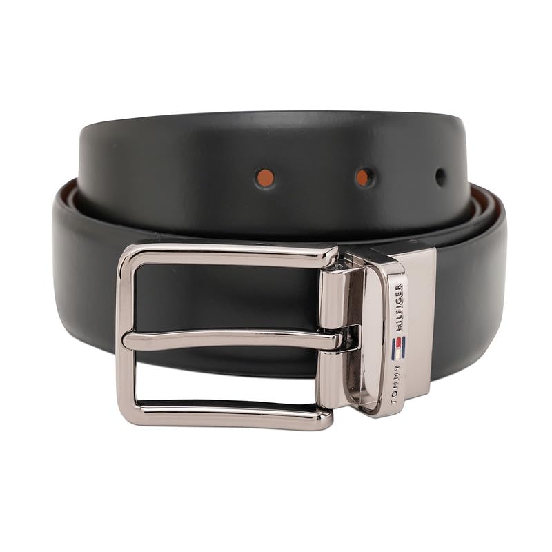 Tommy Hilfiger Men's Leather Reversible Belt Chimayo | Matte Gunm...