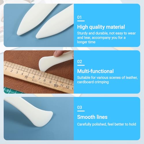 6 Pcs Bone Folders Crease Makers Plastic Bone Folder Paper Creaser Set Scoring Tool Folding Bookbinding Tool Origami Tools for Handmade Scrapbooking Bookbinding Paper Cards Crafts Leather Burnishing by Trinkrittey - Image 5